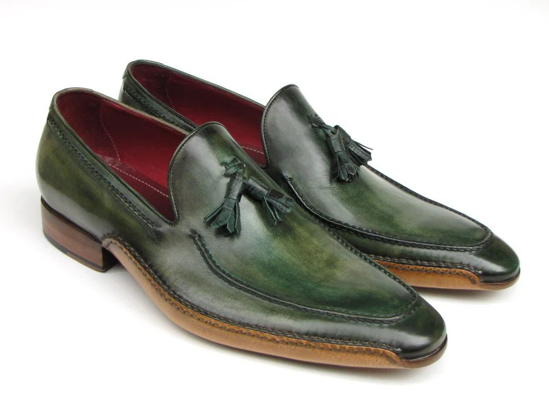 Paul Parkman Men's Green Side Handsewn Tassel Loafer - Image 4