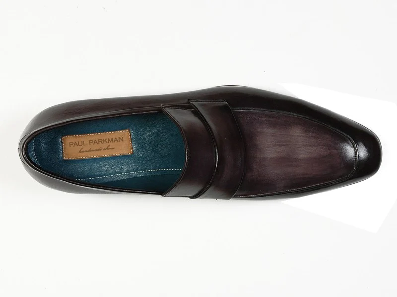 Paul Parkman Men's Loafer Black & Gray Hand-Painted Leather Upper With Leather Sole - Image 3