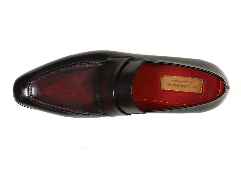 Paul Parkman Men's Loafer Purple & Black Hand-Painted Leather Upper With Leather Sole - Image 3