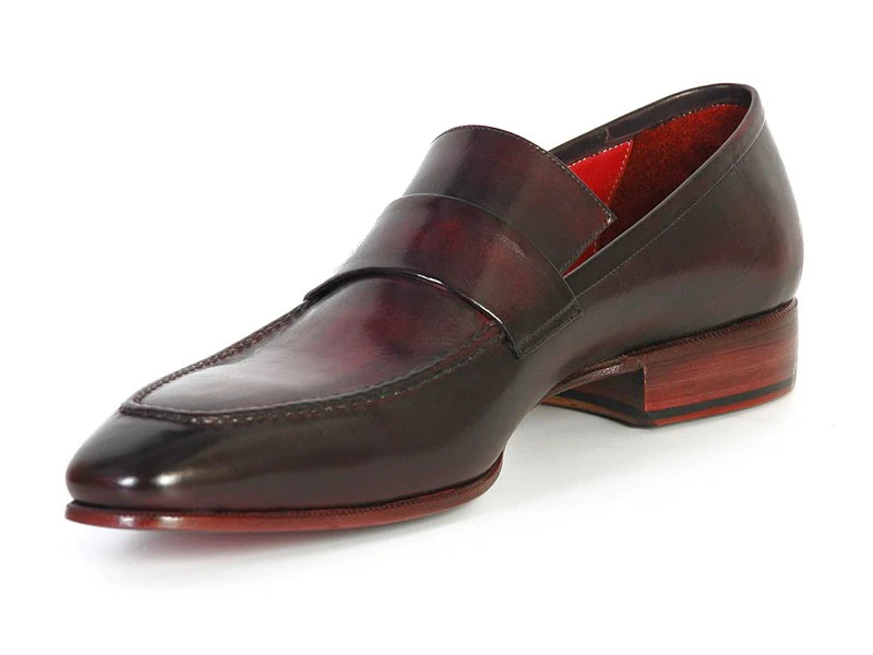 Paul Parkman Men's Loafer Purple & Black Hand-Painted Leather Upper With Leather Sole - Image 4