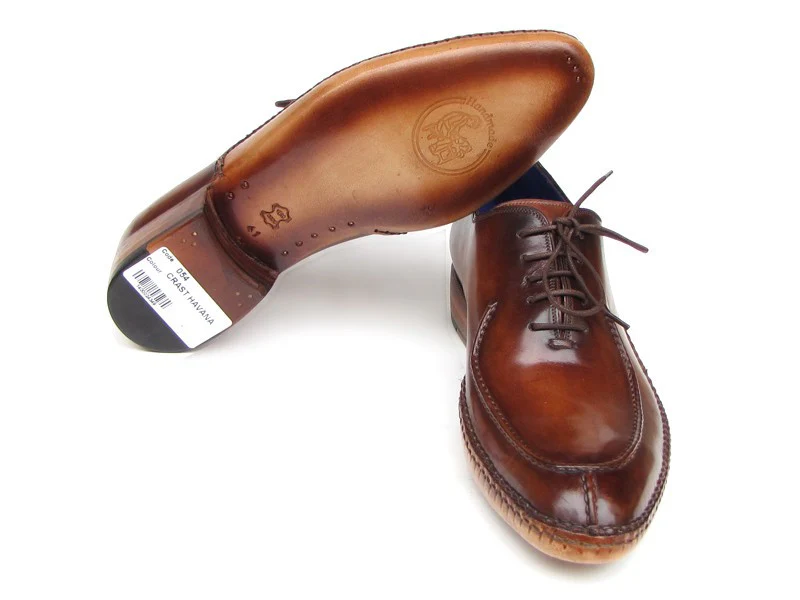 Paul Parkman Men's Side Handswen Split-Toe Brown Oxfords - Image 5