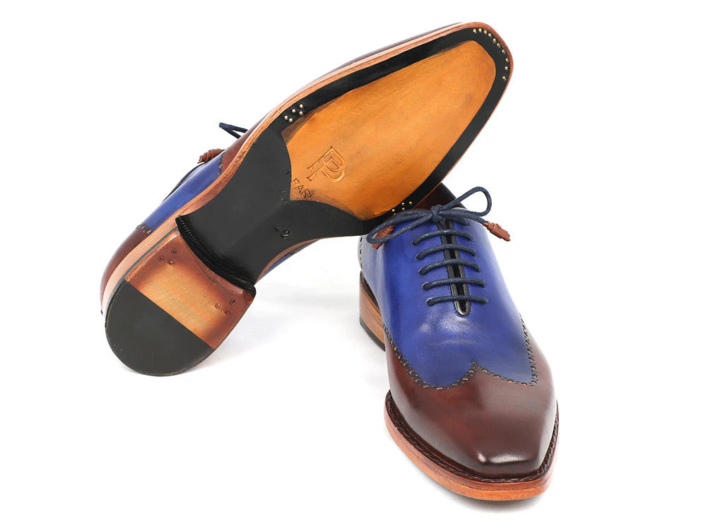 Paul Parkman Men's Wingtip Oxford Goodyear Welted Blue & Brown - Image 3