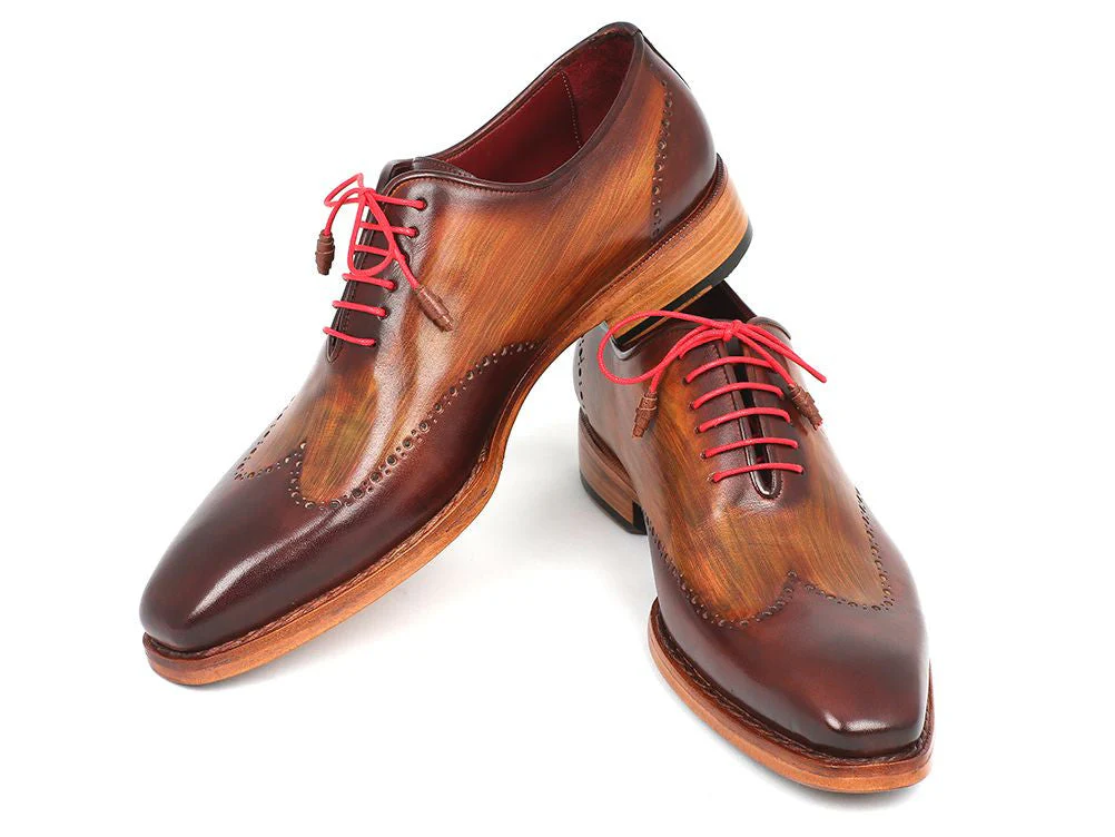 Paul Parkman Men's Wingtip Oxford Goodyear Welted Brown & Camel - Image 5