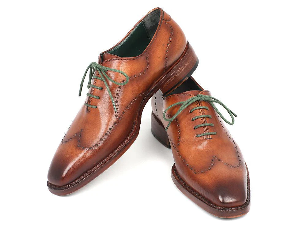 Paul Parkman Men's Wingtip Oxford Goodyear Welted Camel Brown - Image 4
