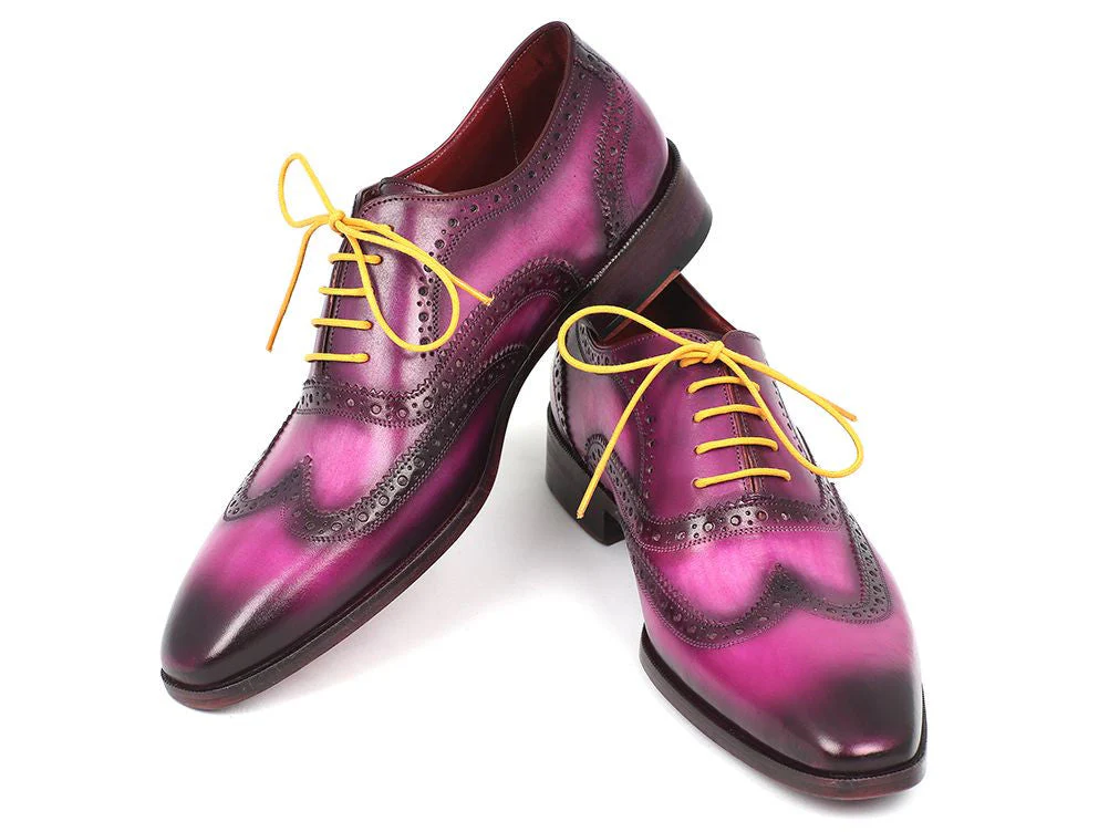 Paul Parkman Men's Wingtip Oxfords Lilac Handpainted - Image 4