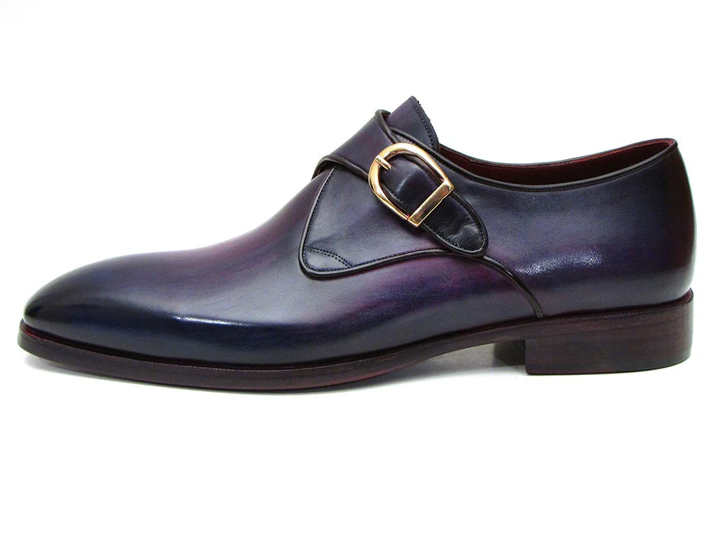 Paul Parkman Single Monkstrap Purple Leather Shoes - Image 2