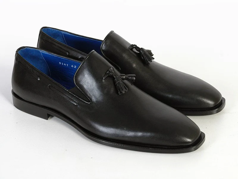 Paul Parkman Tassel Black Leather Sole Leather Upper Loafer - Image 3