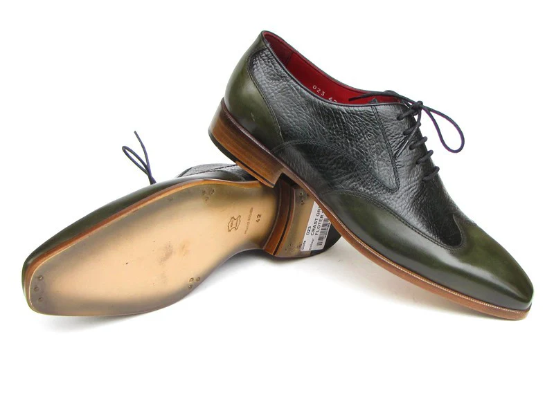 Paul Parkman Wingtip Floater Leather Green Oxfords - Image 7