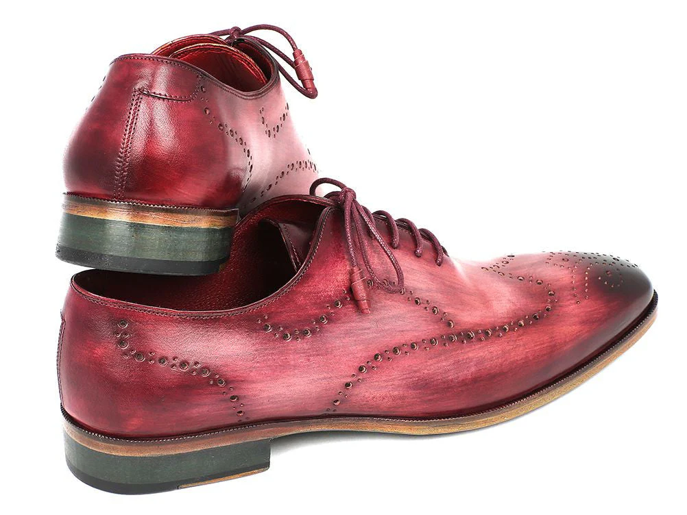 Paul Parkman Wingtip Oxfords Burgundy Handpainted Calfskin - Image 2