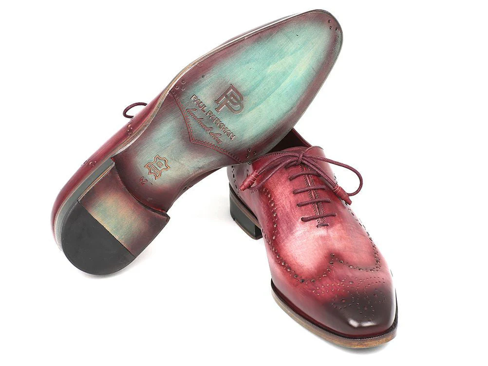 Paul Parkman Wingtip Oxfords Burgundy Handpainted Calfskin - Image 5