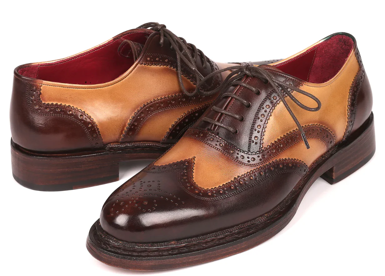 Paul Parkman Wingtip Oxfords Goodyear Welted Brown & Beige - Image 4