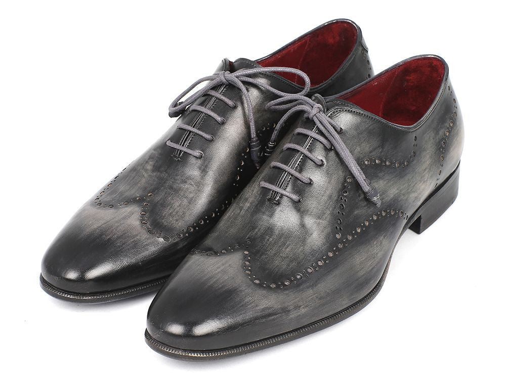 Paul Parkman Wingtip Oxfords Gray & Black Handpainted Calfskin - Image 3