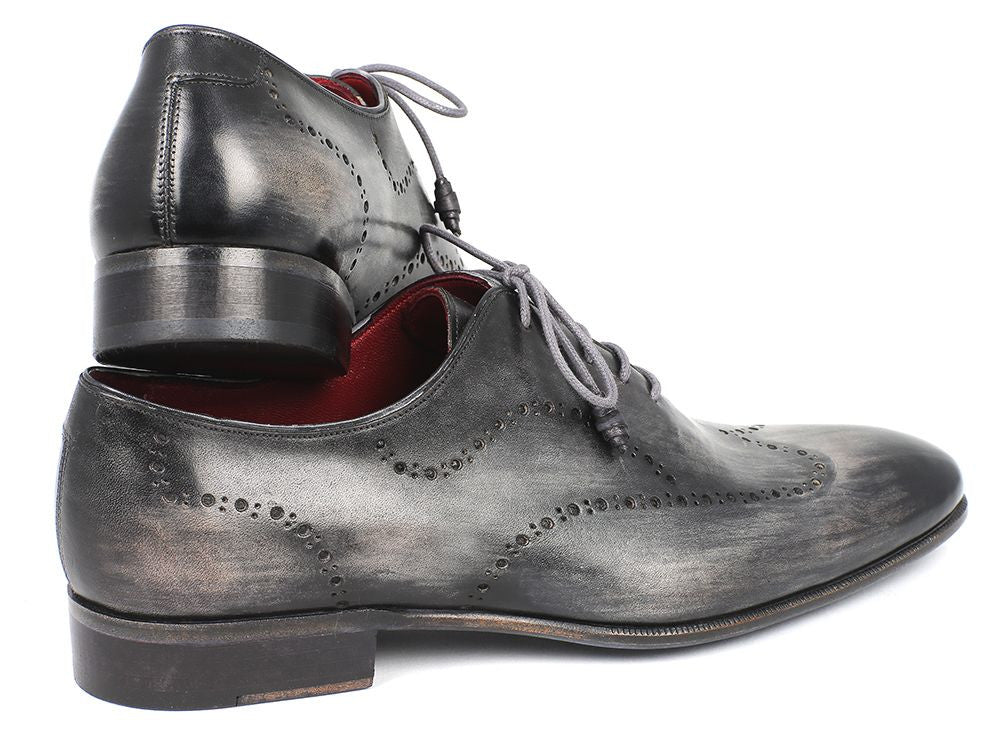 Paul Parkman Wingtip Oxfords Gray & Black Handpainted Calfskin - Image 4