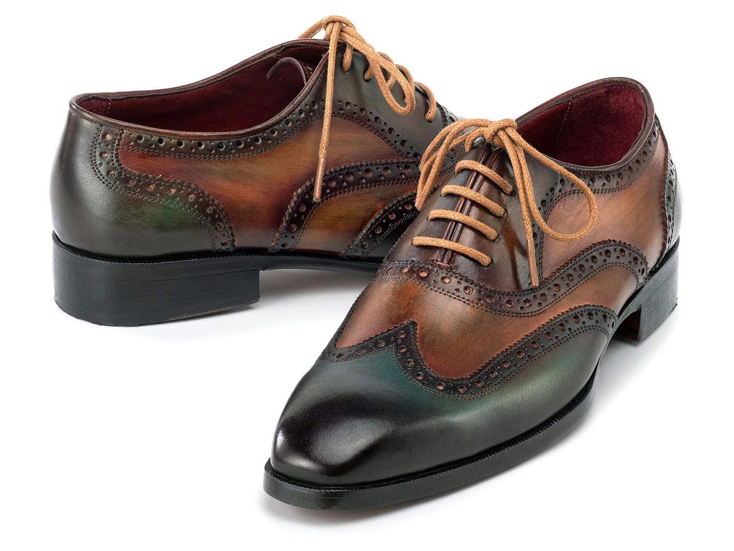Paul Parkman Wingtip Oxfords Green Hand-painted Calfskin - Image 2