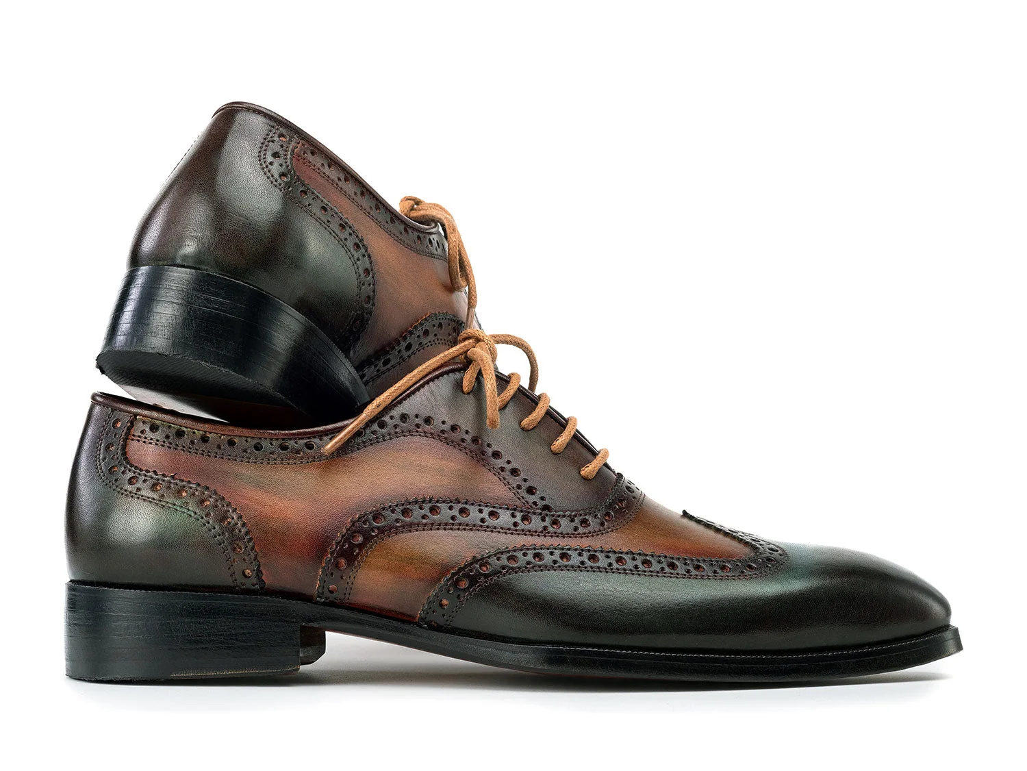 Paul Parkman Wingtip Oxfords Green Hand-painted Calfskin - Image 3