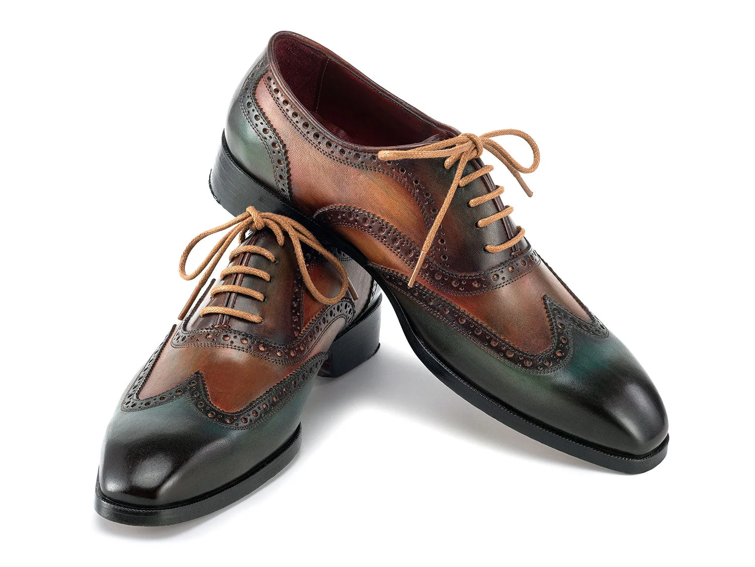 Paul Parkman Wingtip Oxfords Green Hand-painted Calfskin - Image 5
