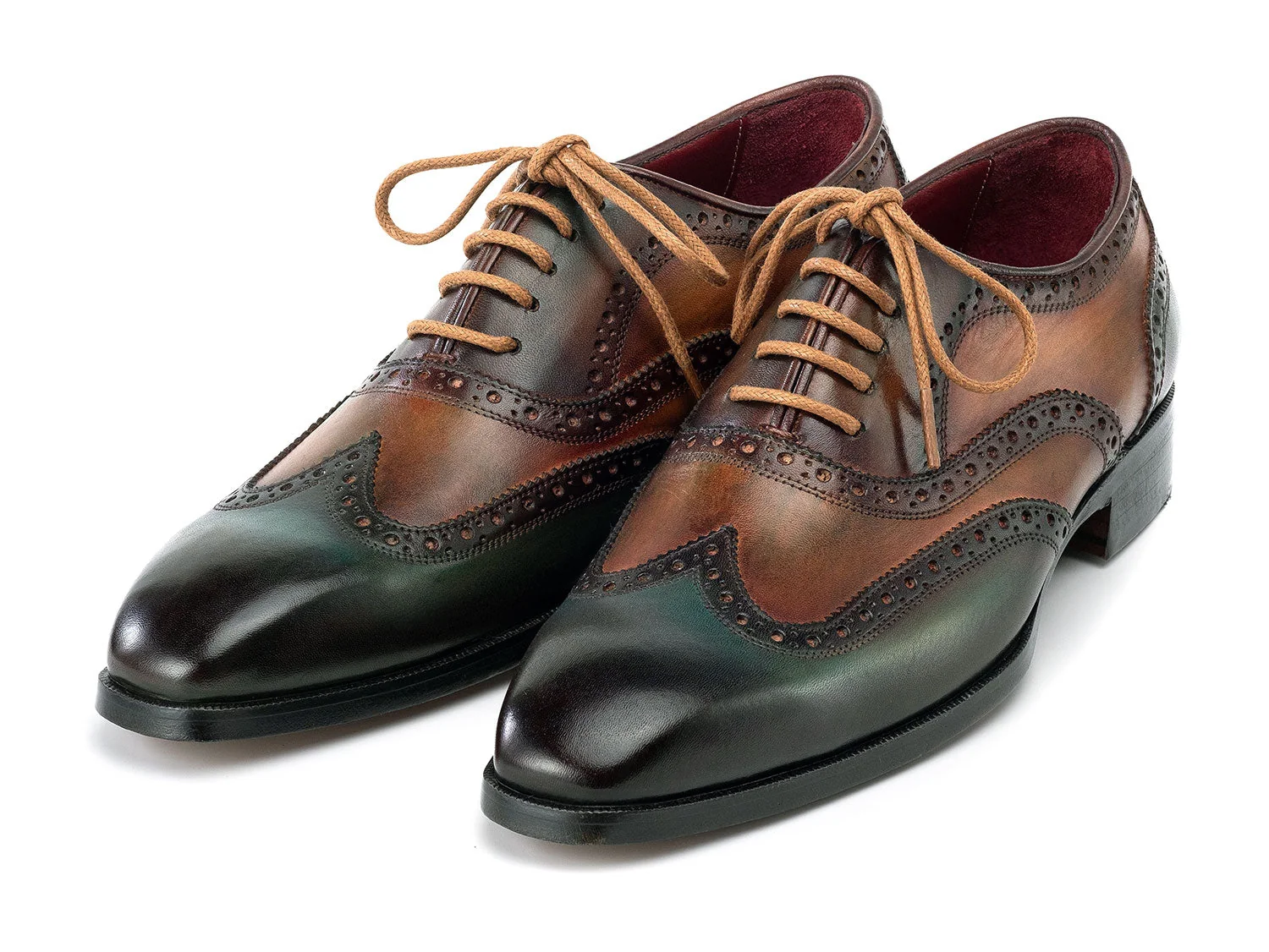 Paul Parkman Wingtip Oxfords Green Hand-painted Calfskin - Image 6