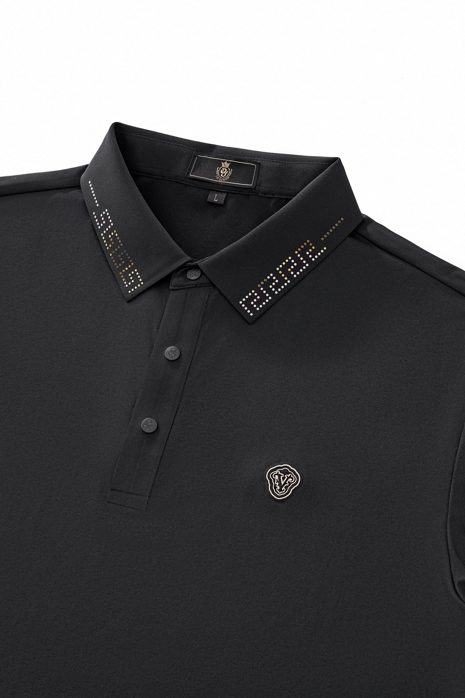 Perforated Collar Performance Polo – El Baron BLACK/GOLD - Image 3