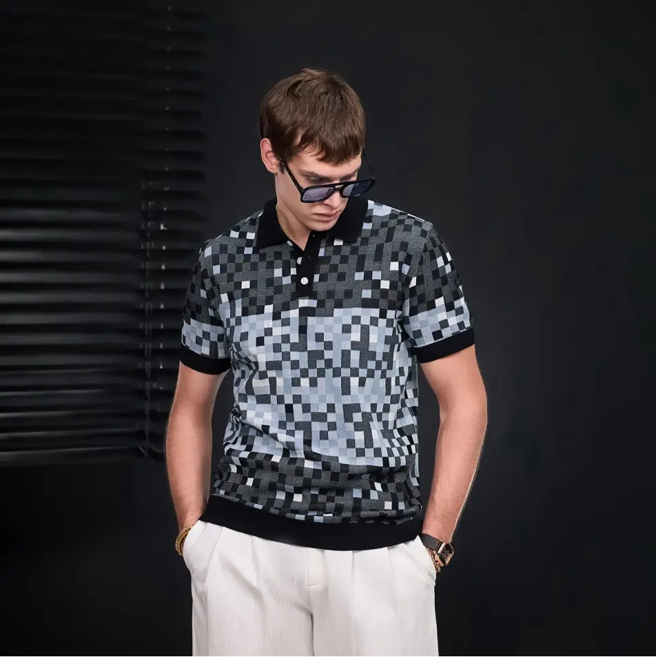 Pixel Fade Knit Polo BLACK - Image 11