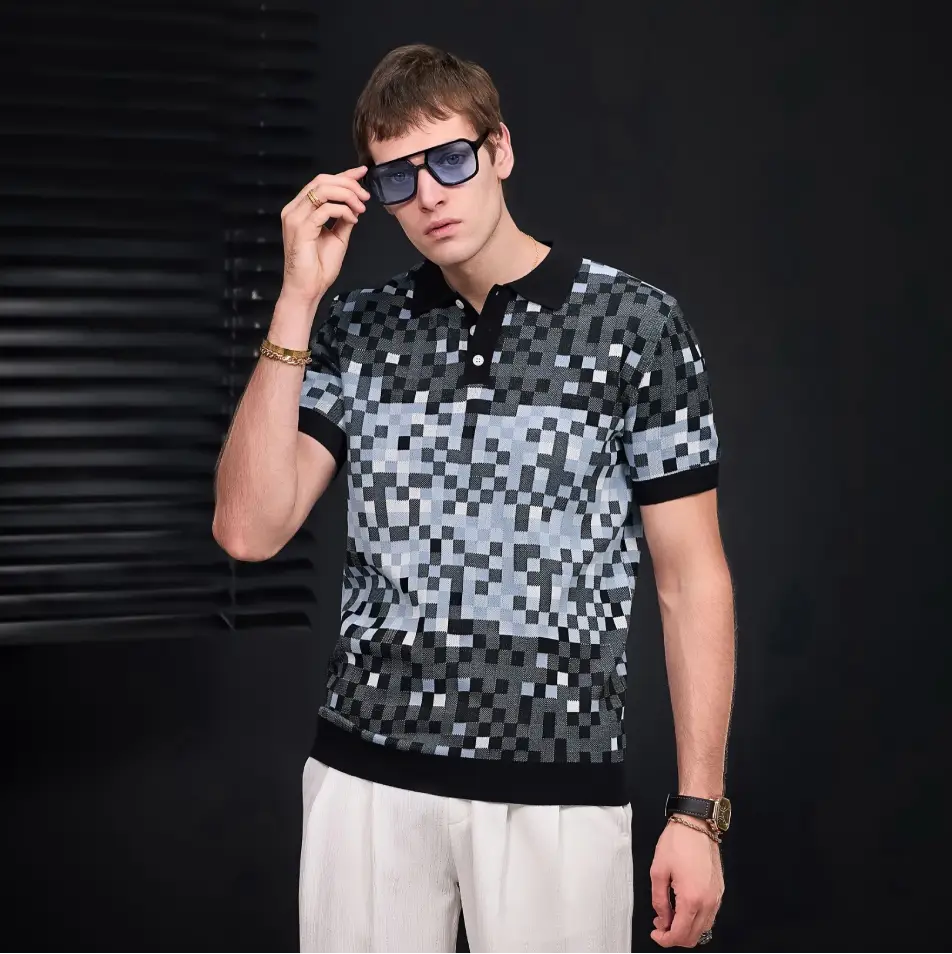 Pixel Fade Knit Polo BLACK - Image 14