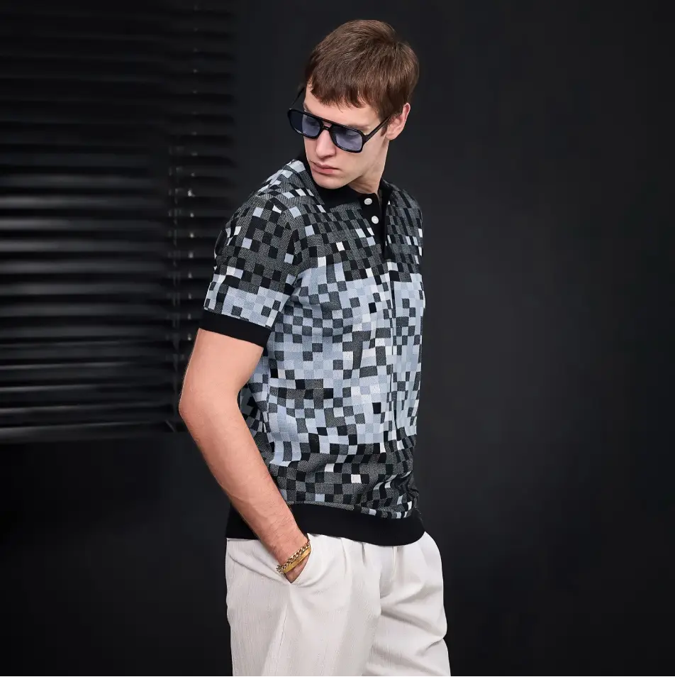 Pixel Fade Knit Polo BLACK - Image 15