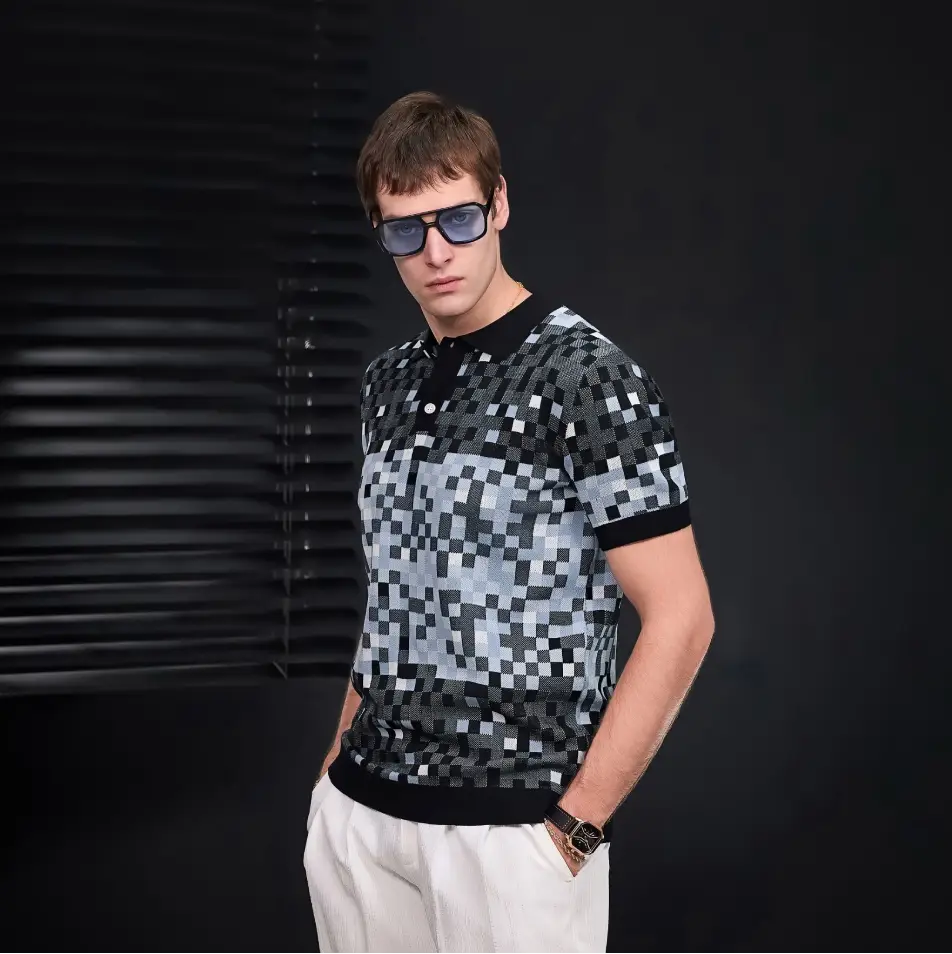 Pixel Fade Knit Polo BLACK - Image 16