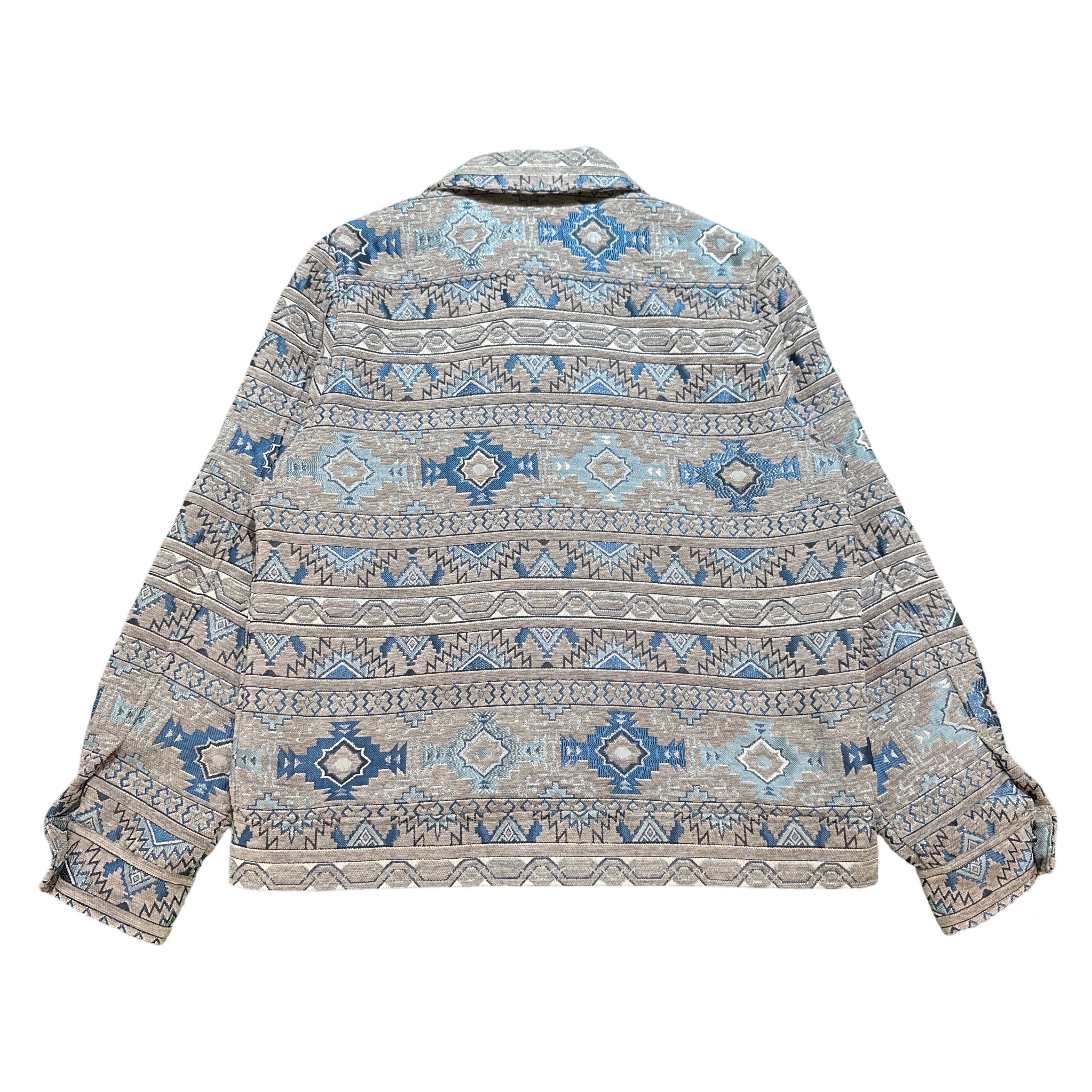 Prestige Blue Aztec Button Up Jacket - Image 2