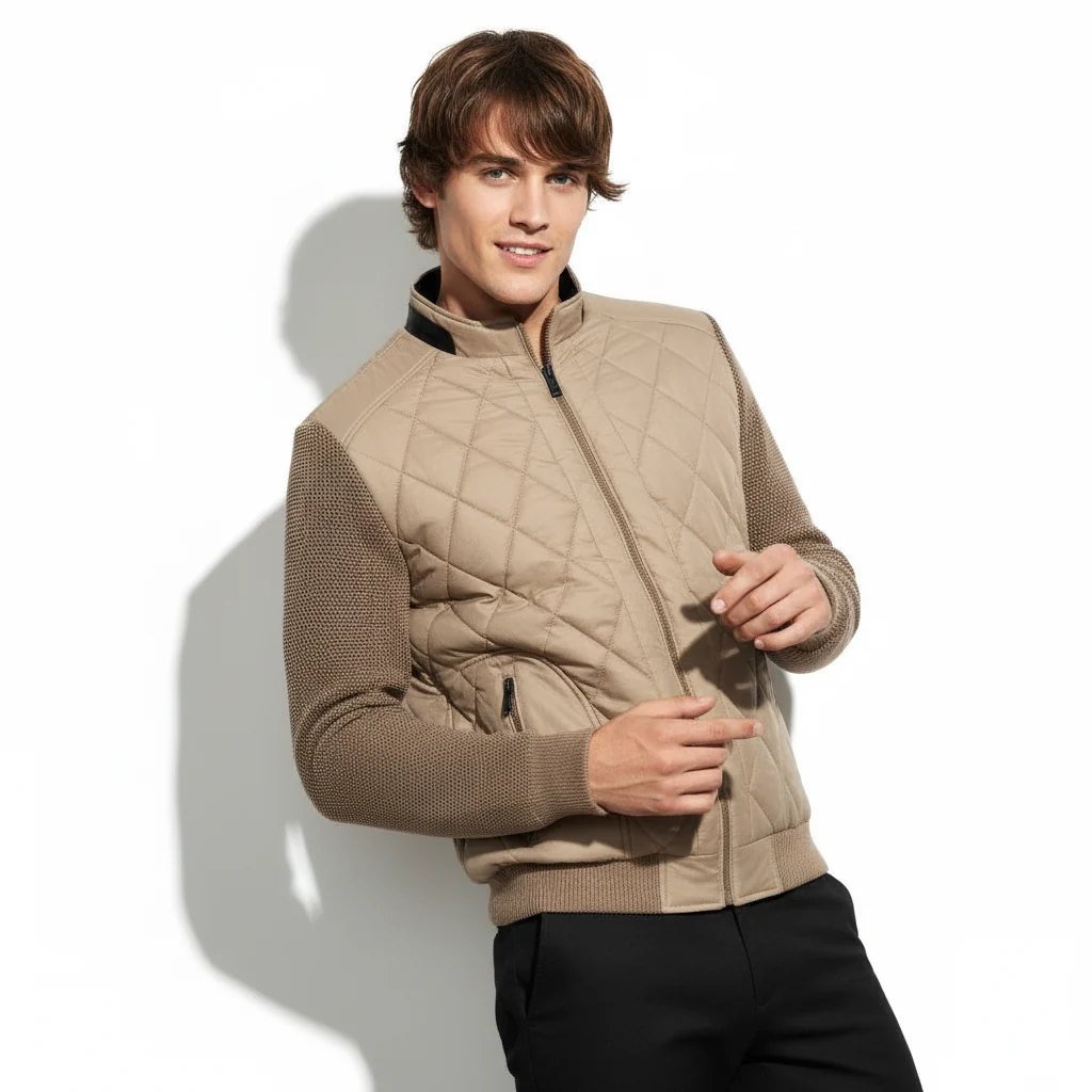 Urban Crest Quilted Bomber BEIGE - Image 2