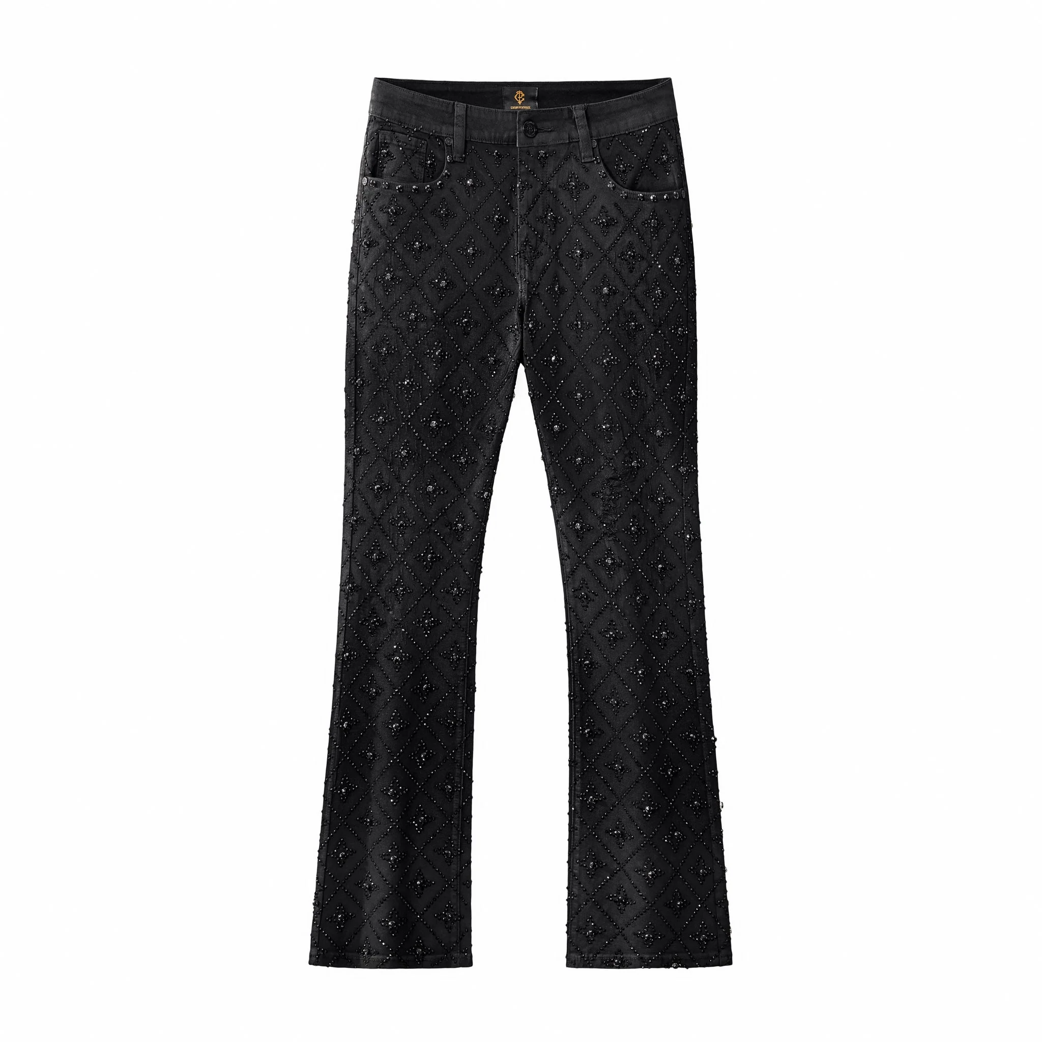 Radiant Embellished Denim Pant – Century Penthouse BLACK