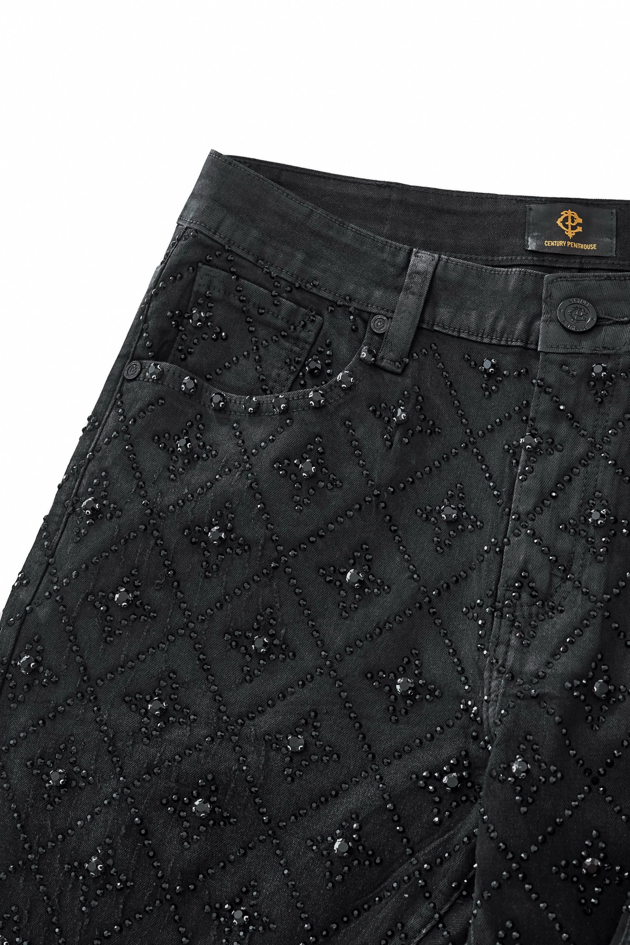 Radiant Embellished Denim Pant – Century Penthouse BLACK - Image 5