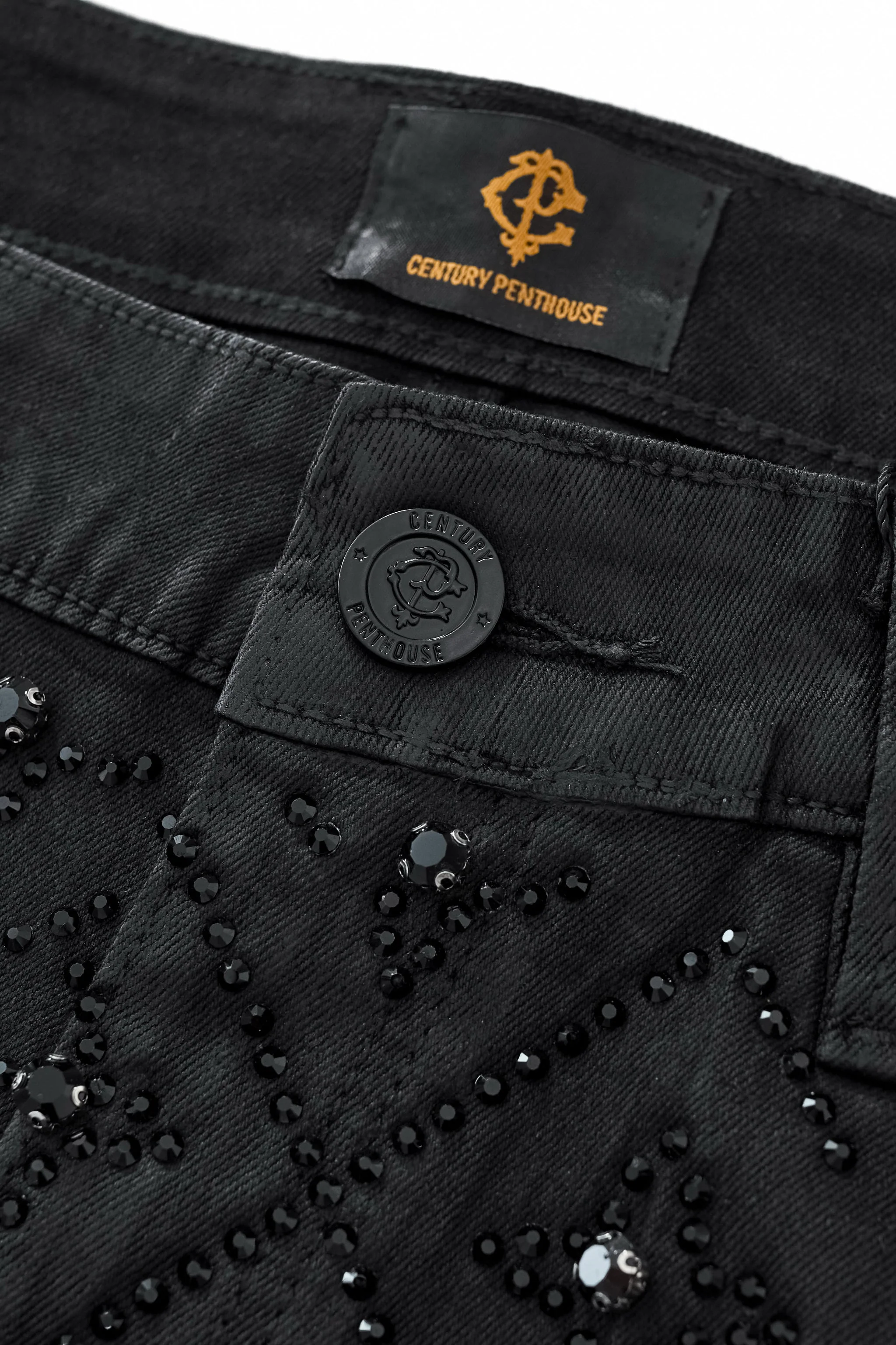 Radiant Embellished Denim Pant – Century Penthouse BLACK - Image 7