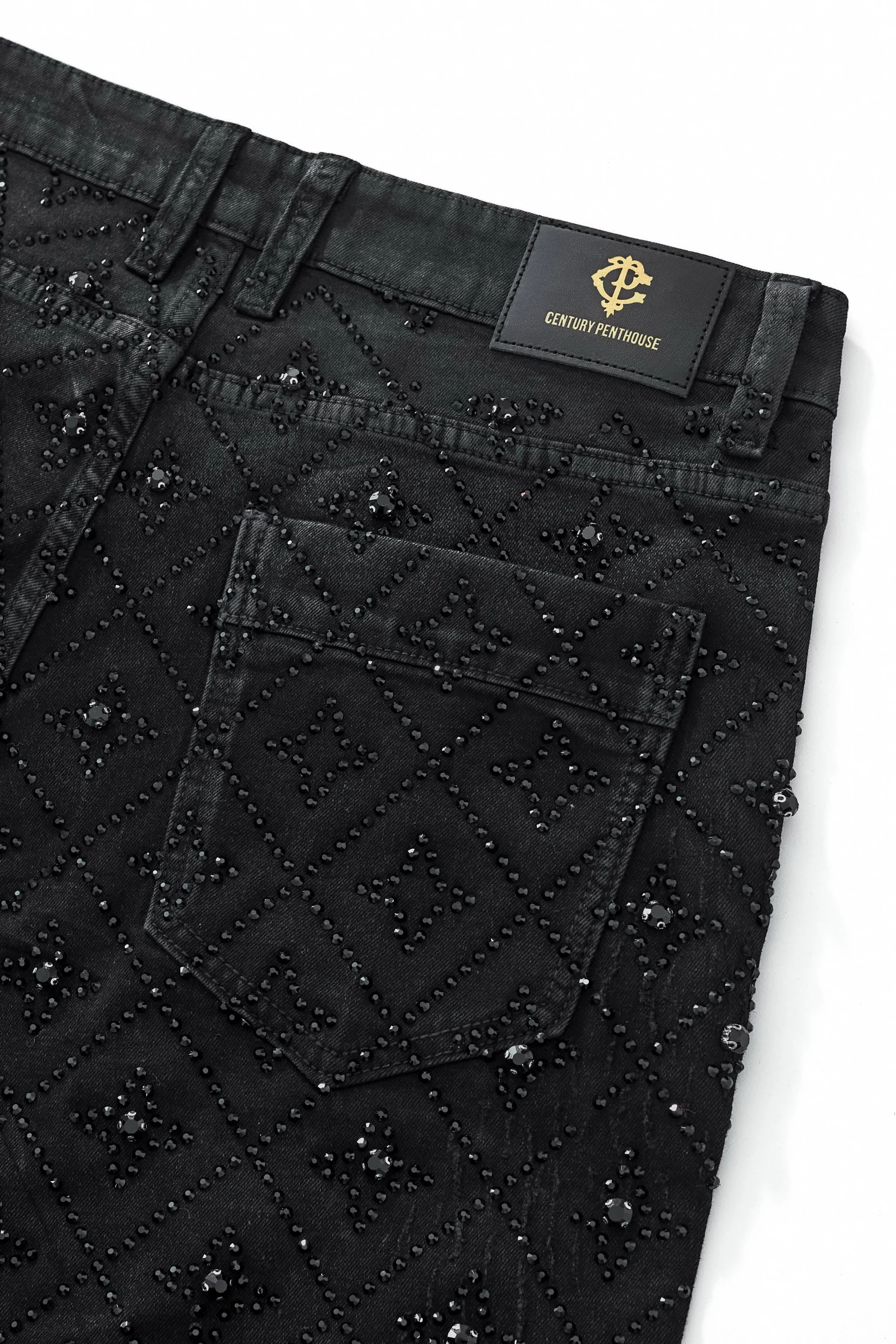 Radiant Embellished Denim Pant – Century Penthouse BLACK - Image 9