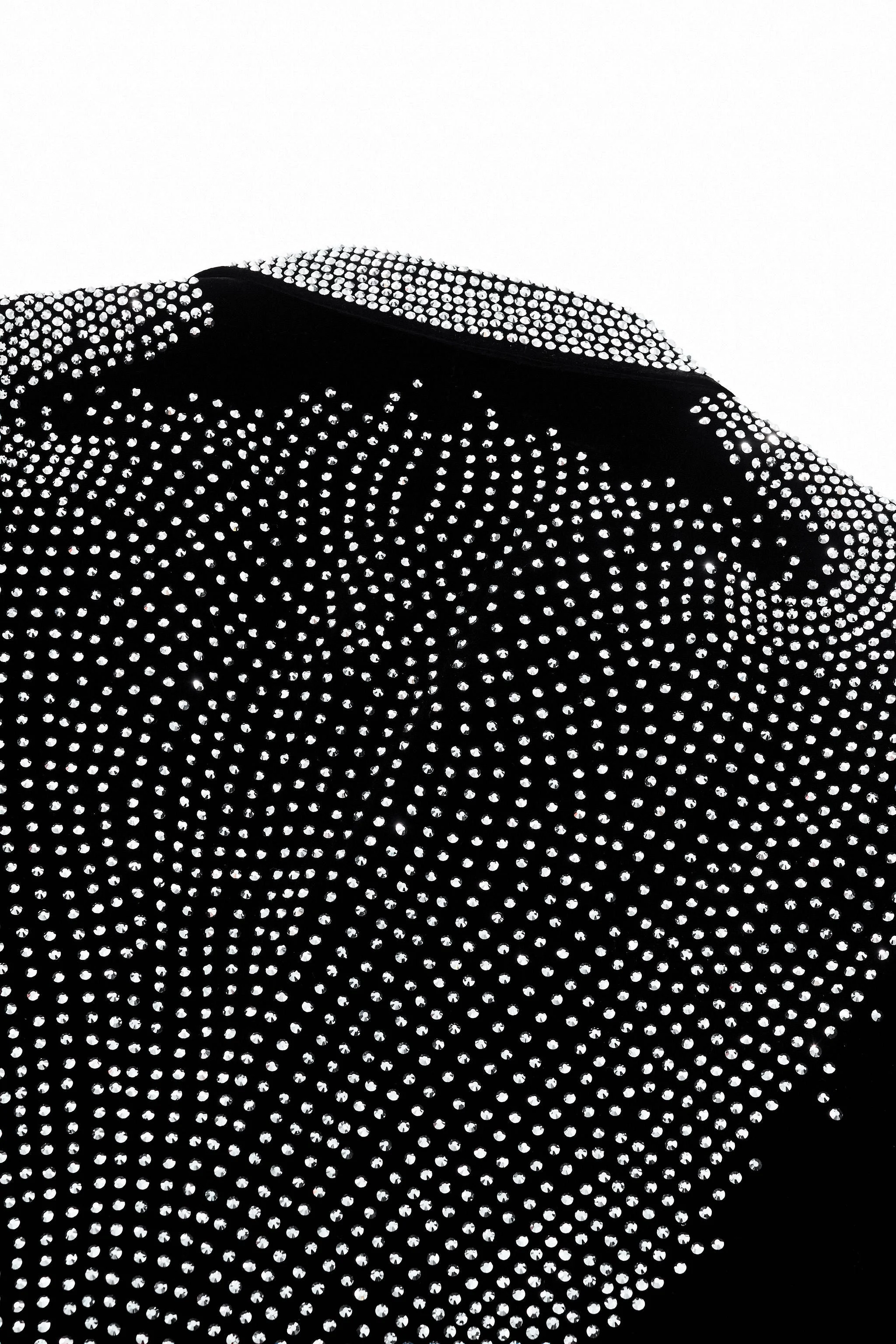 Barocco Regal Cascades Embellished Velvet Blazer BLACK/SILVER - Image 7