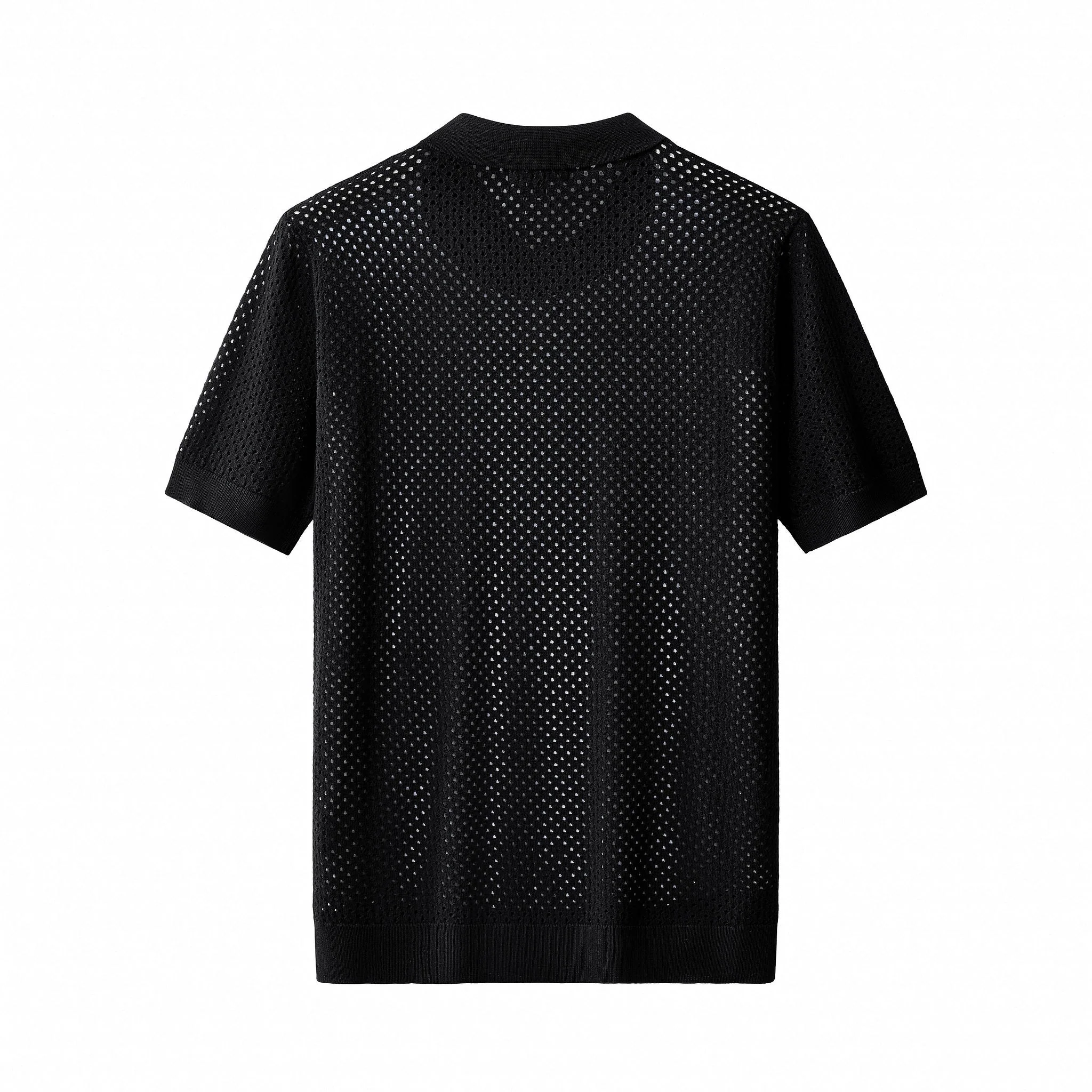 Riviera Mesh Knit SS Shirt BLACK - Image 2