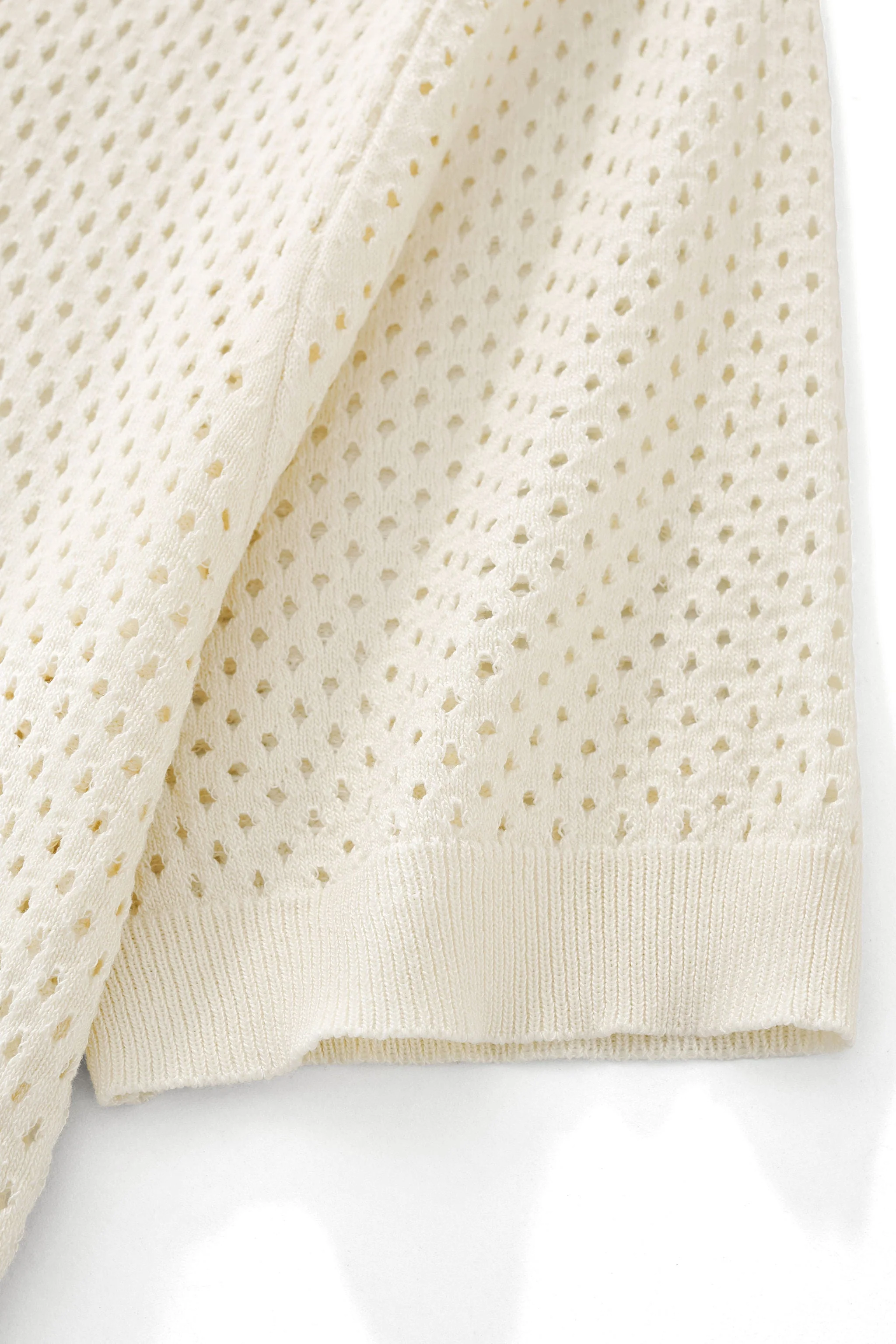 Riviera Mesh Knit SS Shirt IVORY - Image 5