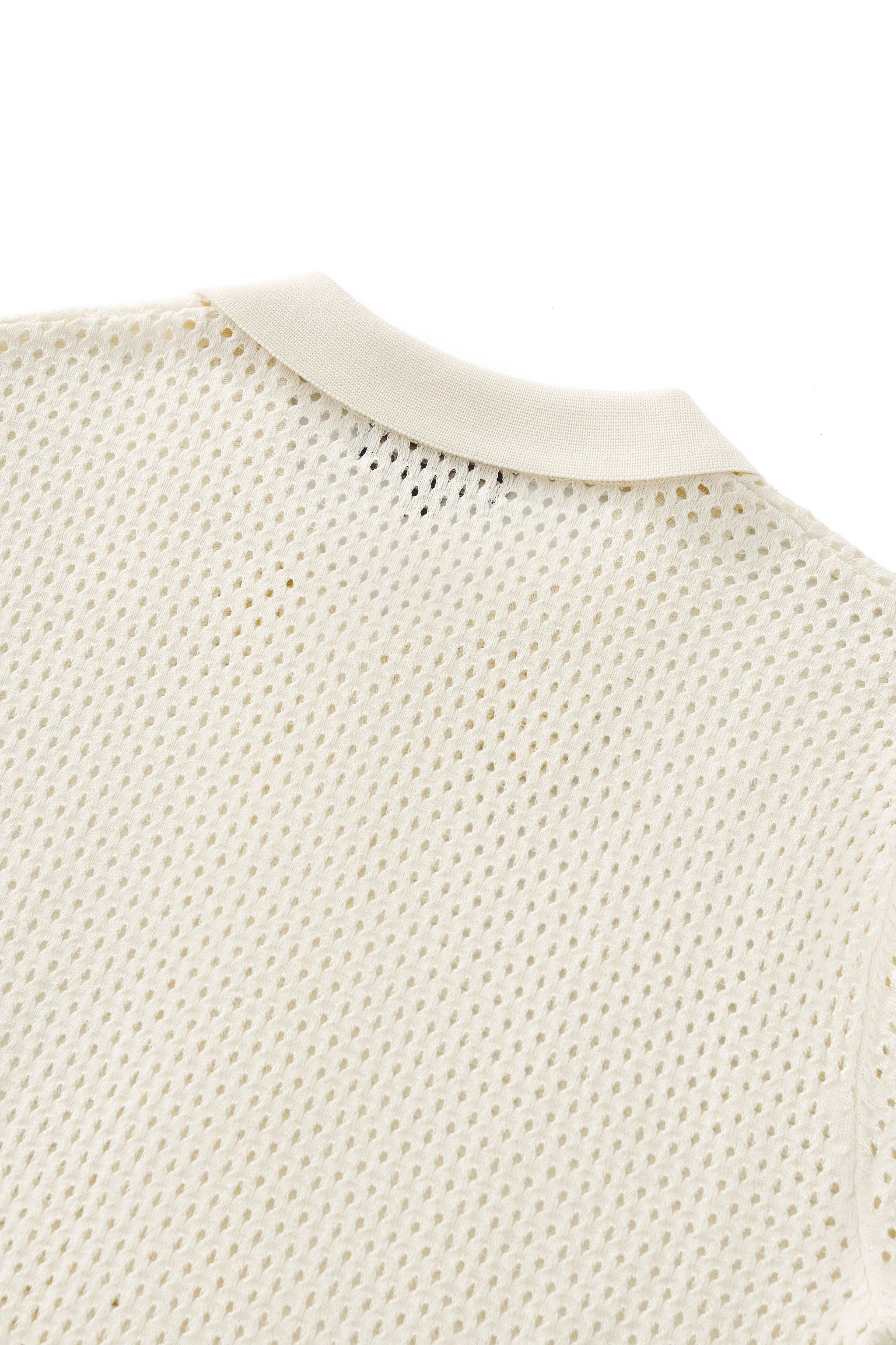 Riviera Mesh Knit SS Shirt IVORY - Image 6