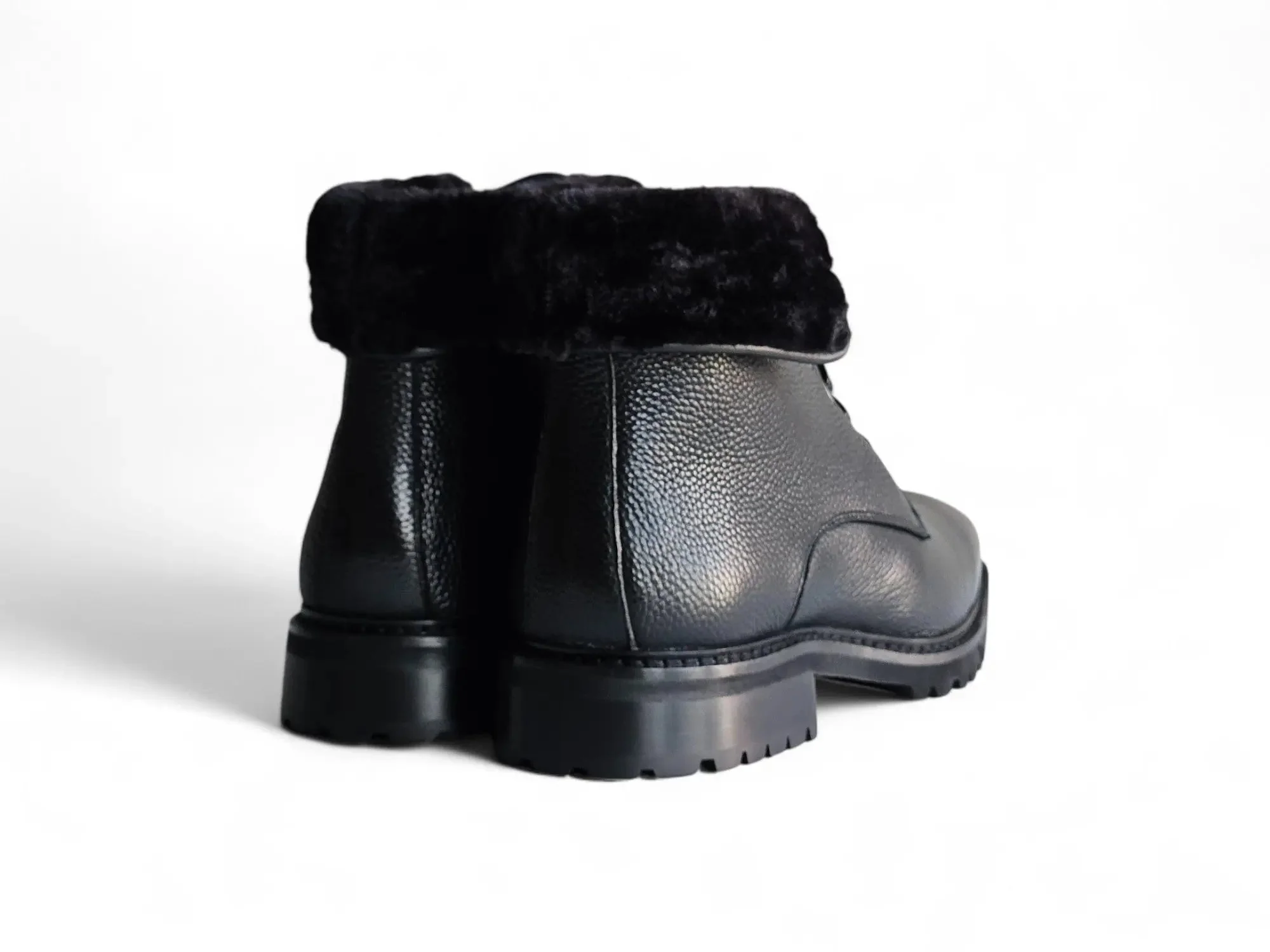 Rugged Leather Boot with Faux Shearling - Image 3