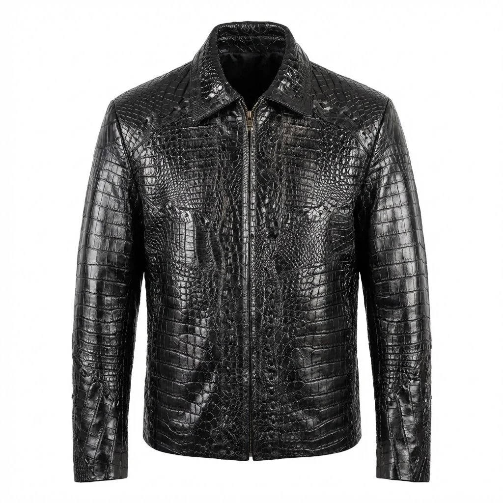Kashani Black Full All Over Alligator Jacket