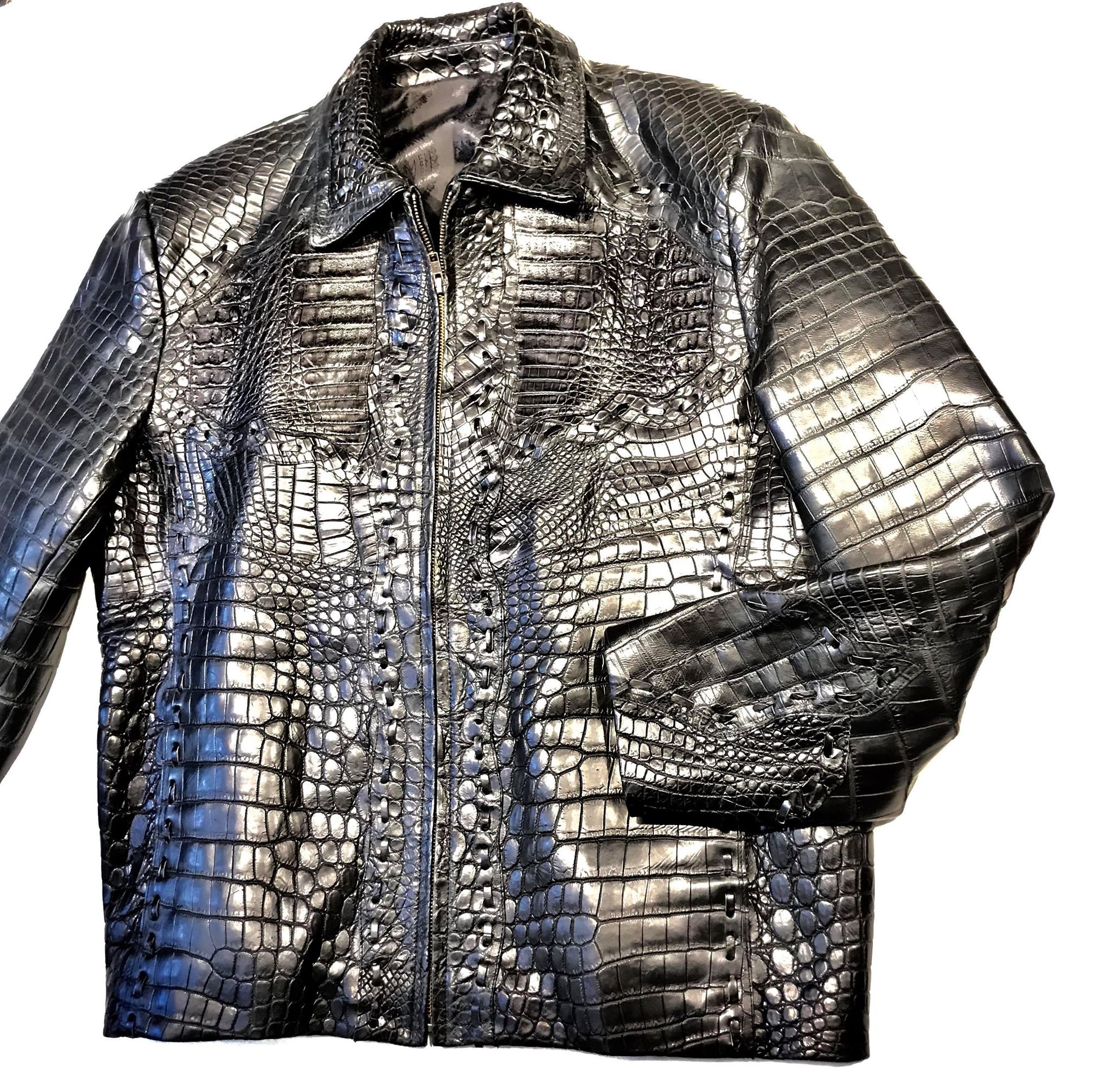 Kashani Black Full All Over Alligator Jacket - Image 6