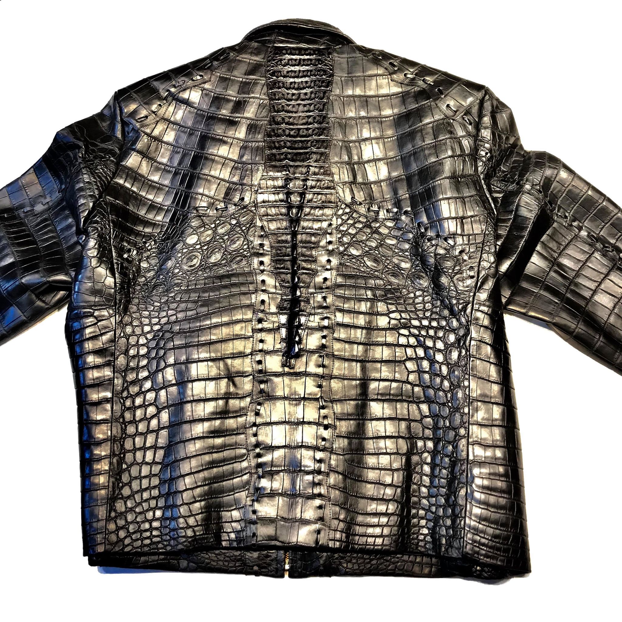 Kashani Black Full All Over Alligator Jacket - Image 7
