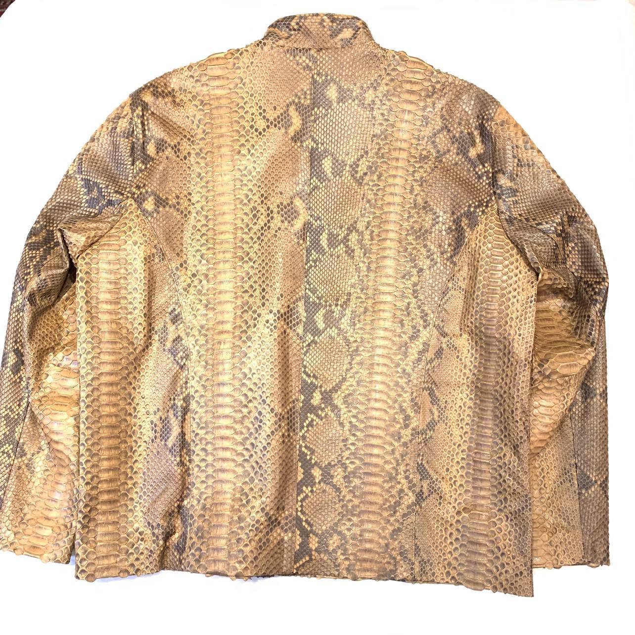 Safari Men's Soft Caramel Brown Full Python Snake Skin Jacket - Image 4