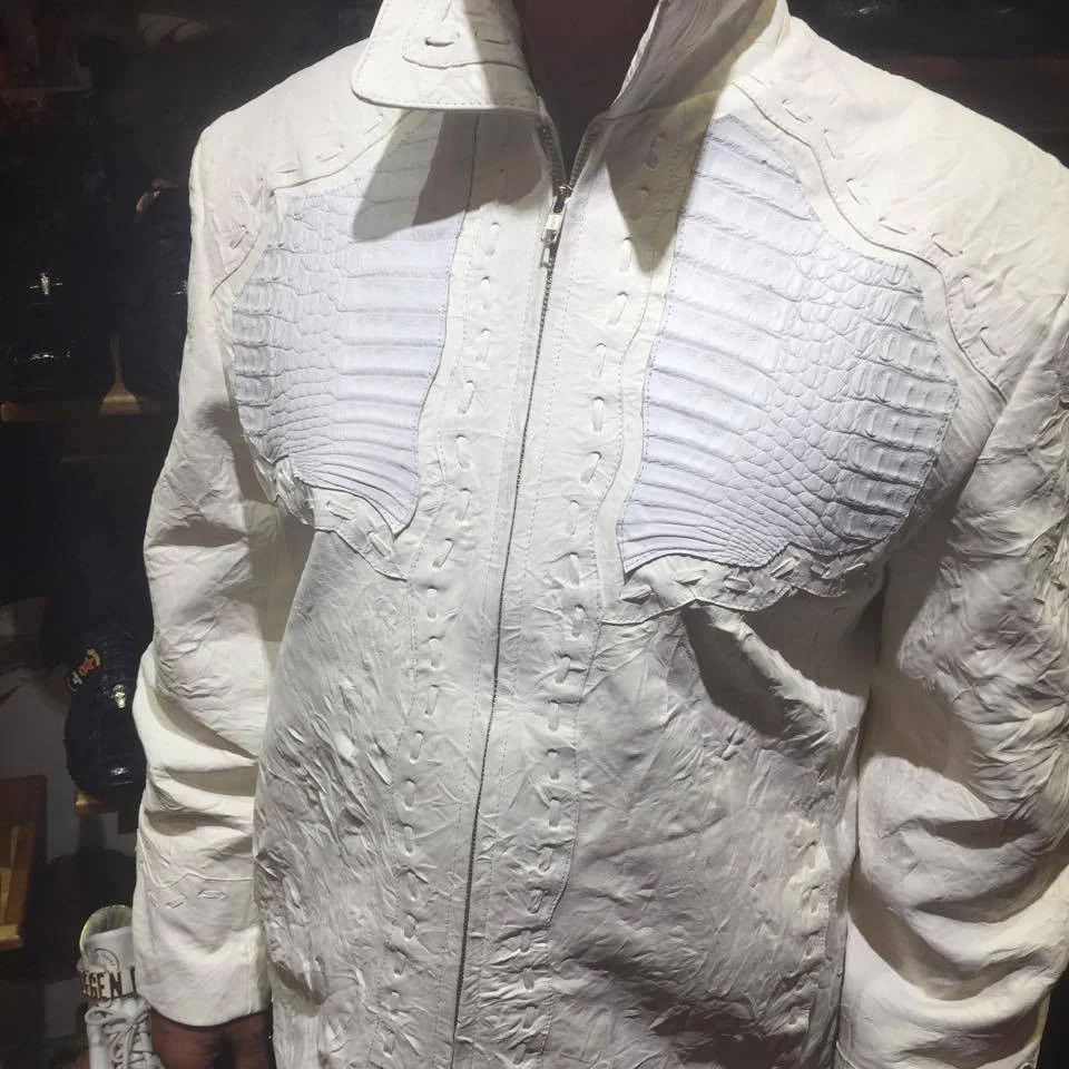 Safari Men's Laced Alligator/Washed Lambskin Bomber Jacket - Image 3