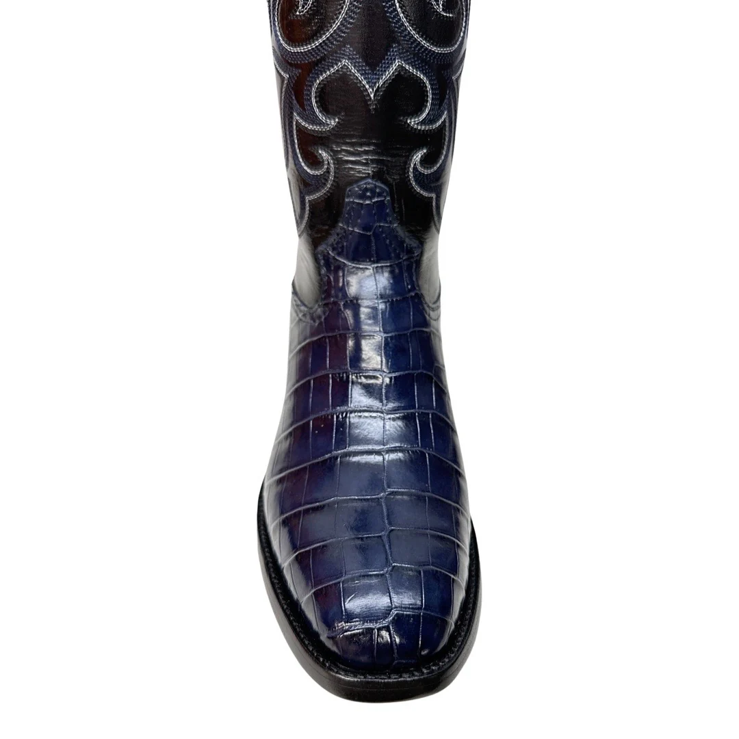 Safari Navy Blue Baby Nile Crocodile Belly Cowboy Boots - Image 4