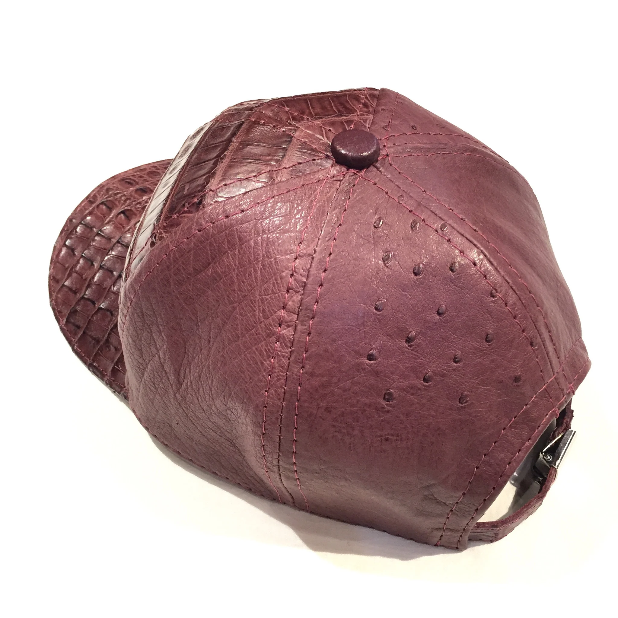 Kashani Burgundy Alligator/Ostrich Quill Strap back Hat - Image 2
