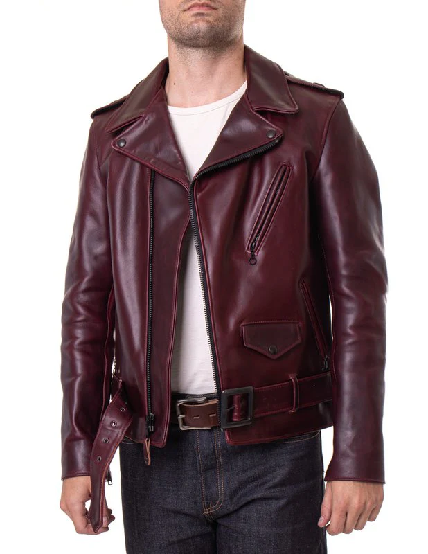 Schott P613S Men's Perfecto Steerhide Motorcycle Jacket - Burgundy - Image 5