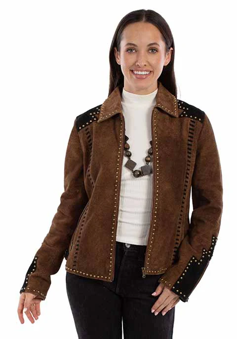 Scully Women's Brown / Black Suede Studded Western Jacket - Image 4
