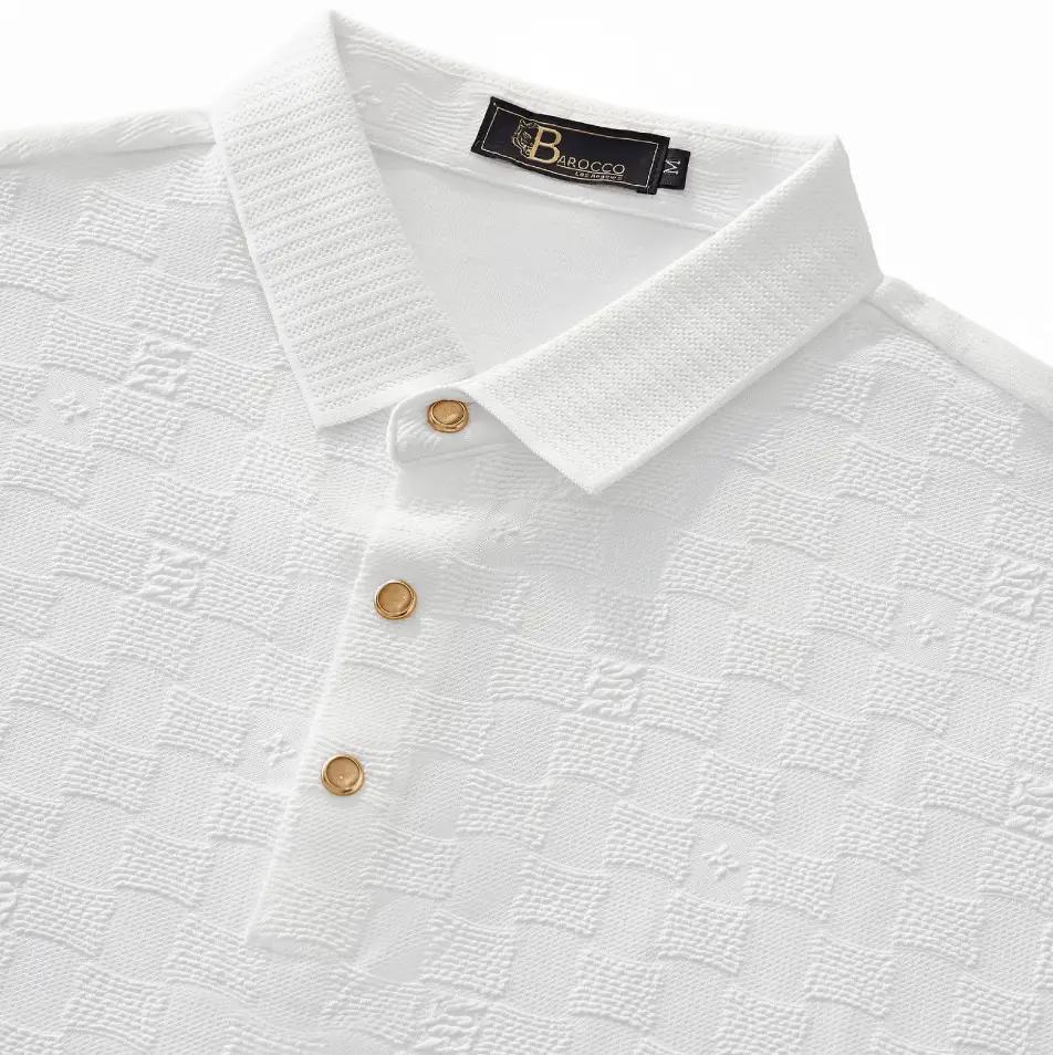 Seamless Check Texture Polo WHITE - Image 3