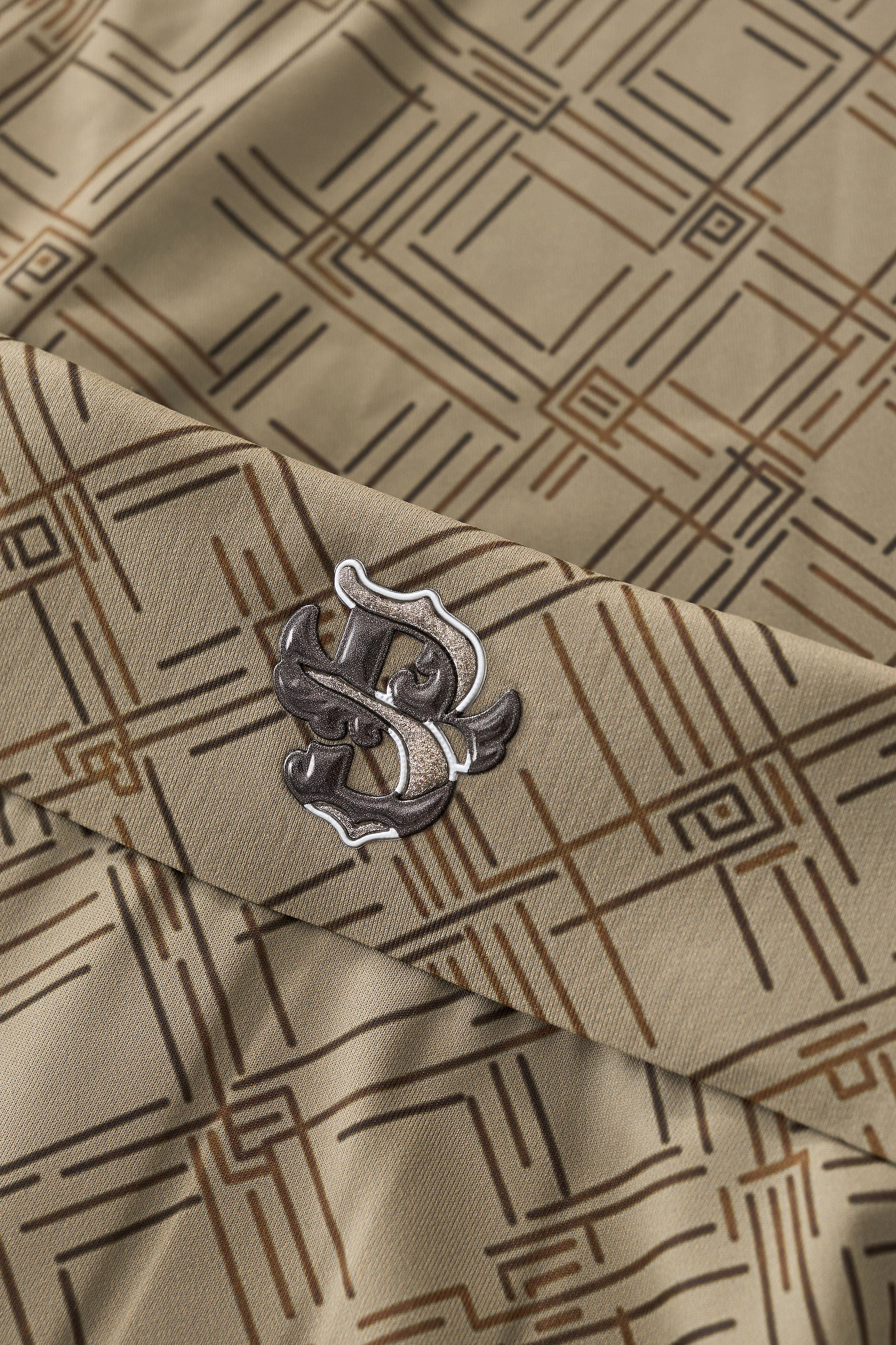 Seamless Geo Print Shirt – El Baron KHAKI - Image 5