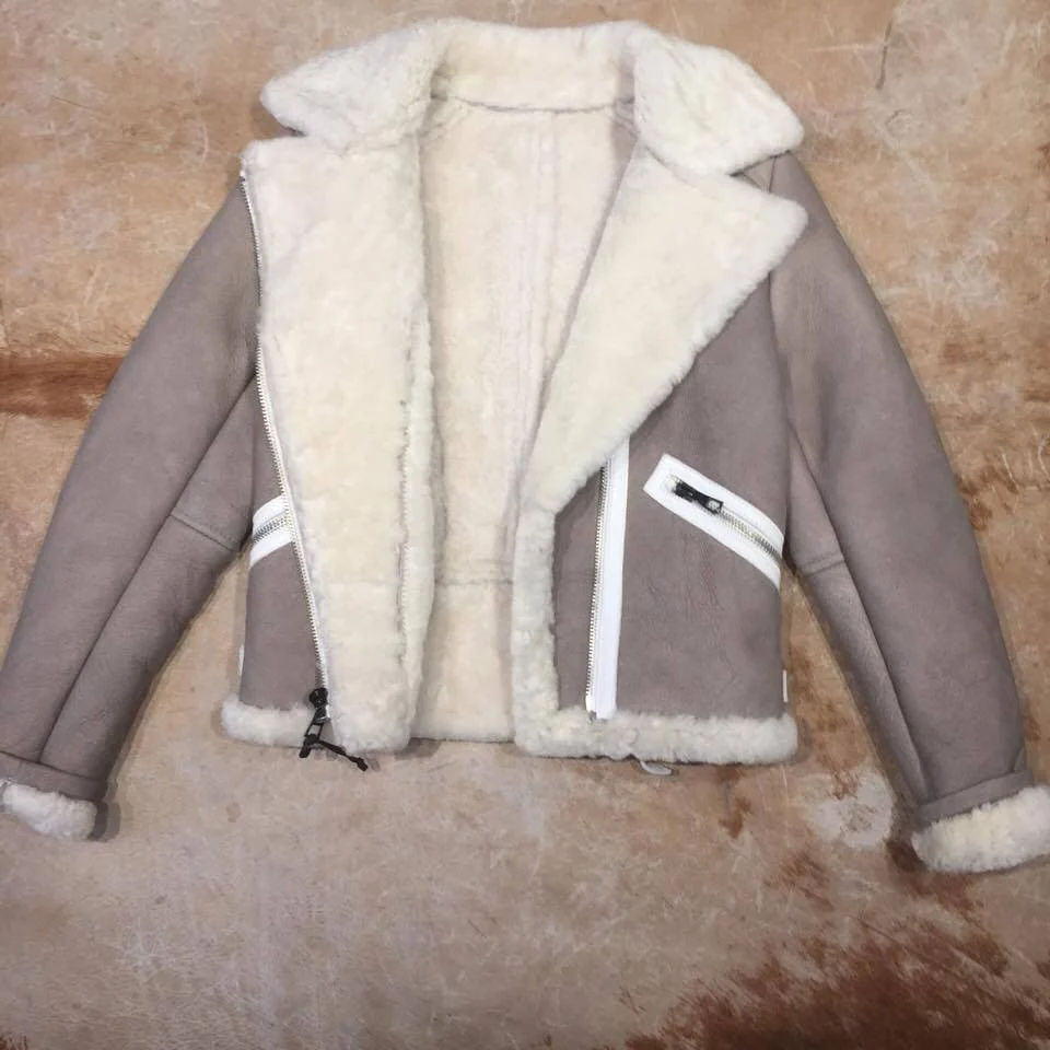 Kashani Silver Suede Biker Shearling Jacket - Image 3