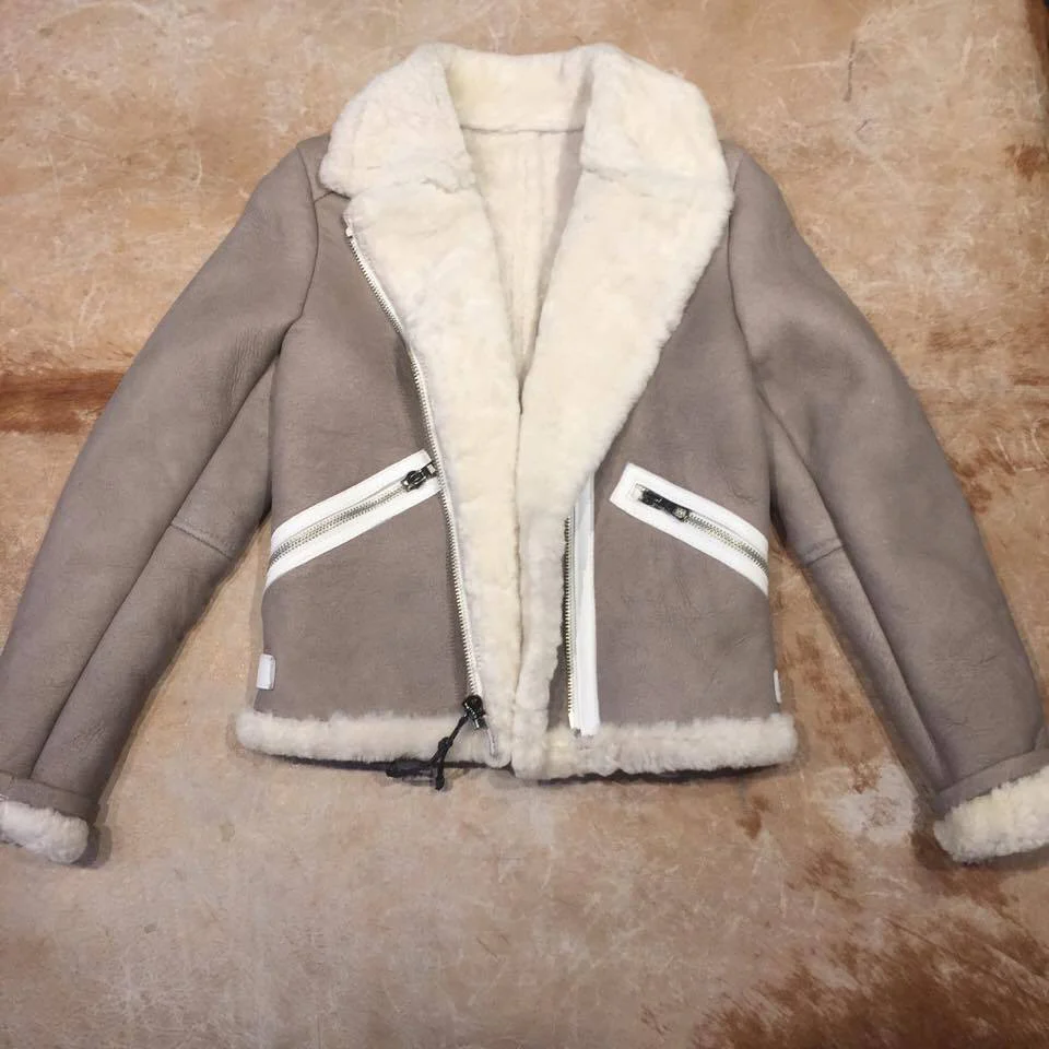 Kashani Silver Suede Biker Shearling Jacket - Image 5